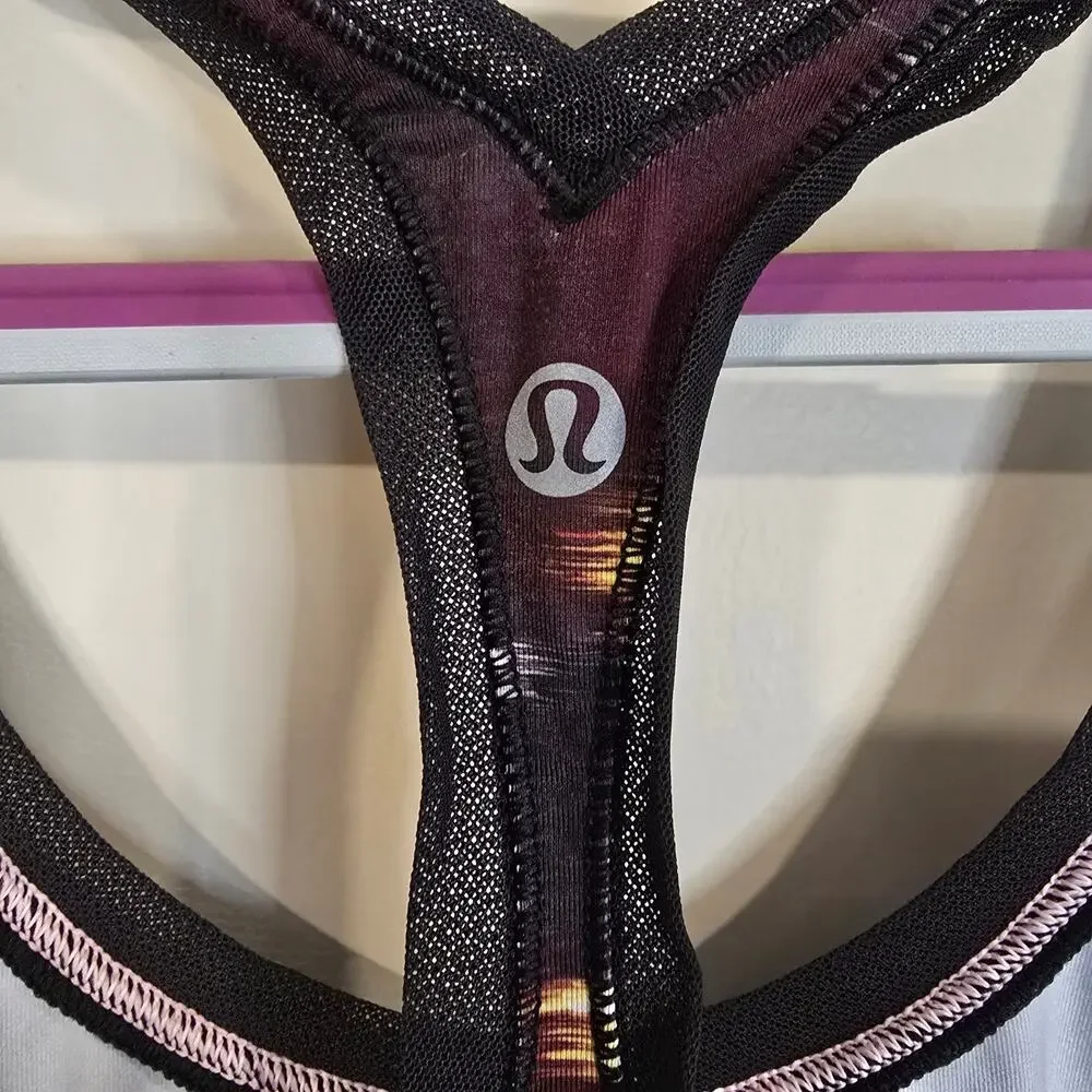 Women's Lululemon Black Pink Mesh Back Athletic Racerback Tank Top | Size 2